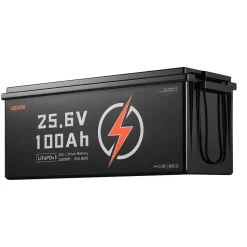 VEVOR 24V 100Ah LiFePO4 Lithium Battery, Bluetooth, Deep Cycle Lithium Rechargeable Battery, Built-in 50A BMS, Low Temp Protection, 4000+ Cycles, Max. 2560Wh, for RV, Camper, Trolling Motors, Marine