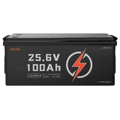 VEVOR 24V 100Ah LiFePO4 Lithium Battery, Bluetooth, Deep Cycle Lithium Rechargeable Battery, Built-in 50A BMS, Low Temp Protection, 4000+ Cycles, Max. 2560Wh, for RV, Camper, Trolling Motors, Marine