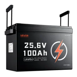 VEVOR 24V 100Ah LiFePO4 Lithium Battery 4000+ Cycles Built-in 100A BMS, Lithium Battery with Low Temperature Protection, Supports 8P2S Connection, 2560Wh Energy, for RV, Trolling Motor, Marine, Solar
