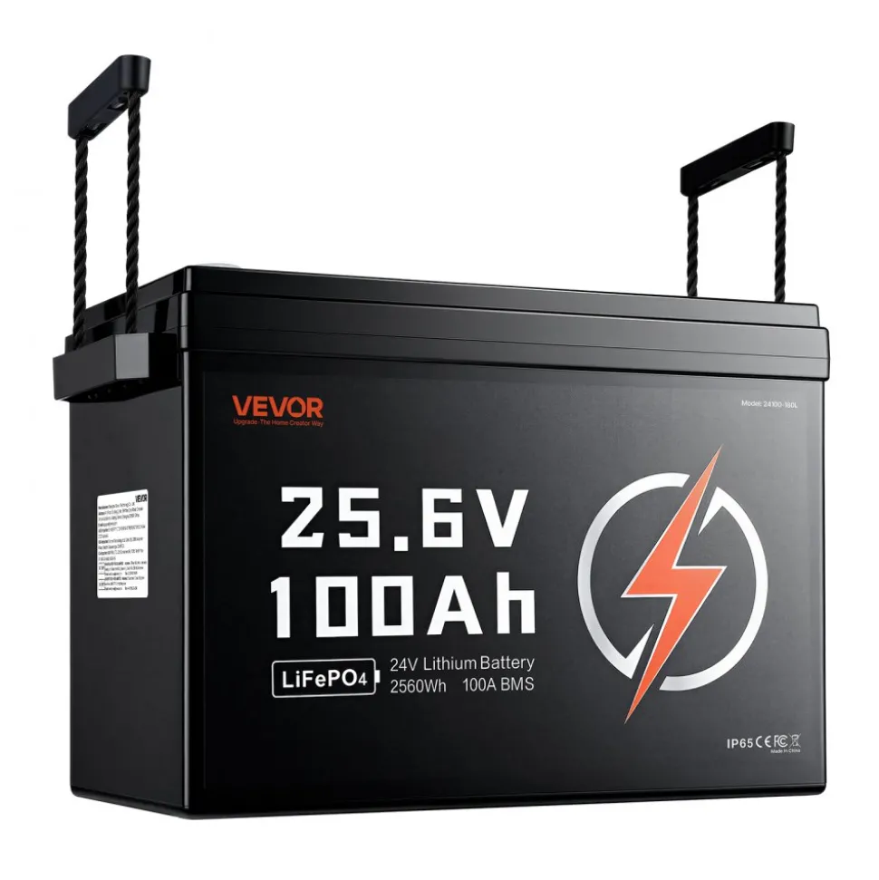 VEVOR 24V 50Ah LiFePO4 Lithium Battery 4000+ Cycles 50A BMS with Bluetooth, 1280Wh Lithium Battery with Low Temperature Protection, Supports 8P2S Connection, for RV, Trolling Motor, Marine, Solar