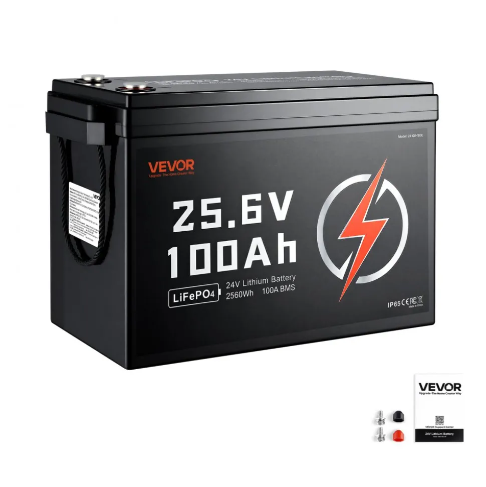 VEVOR 24V 50Ah LiFePO4 Lithium Battery 4000+ Cycles 50A BMS with Bluetooth, 1280Wh Lithium Battery with Low Temperature Protection, Supports 8P2S Connection, for RV, Trolling Motor, Marine, Solar