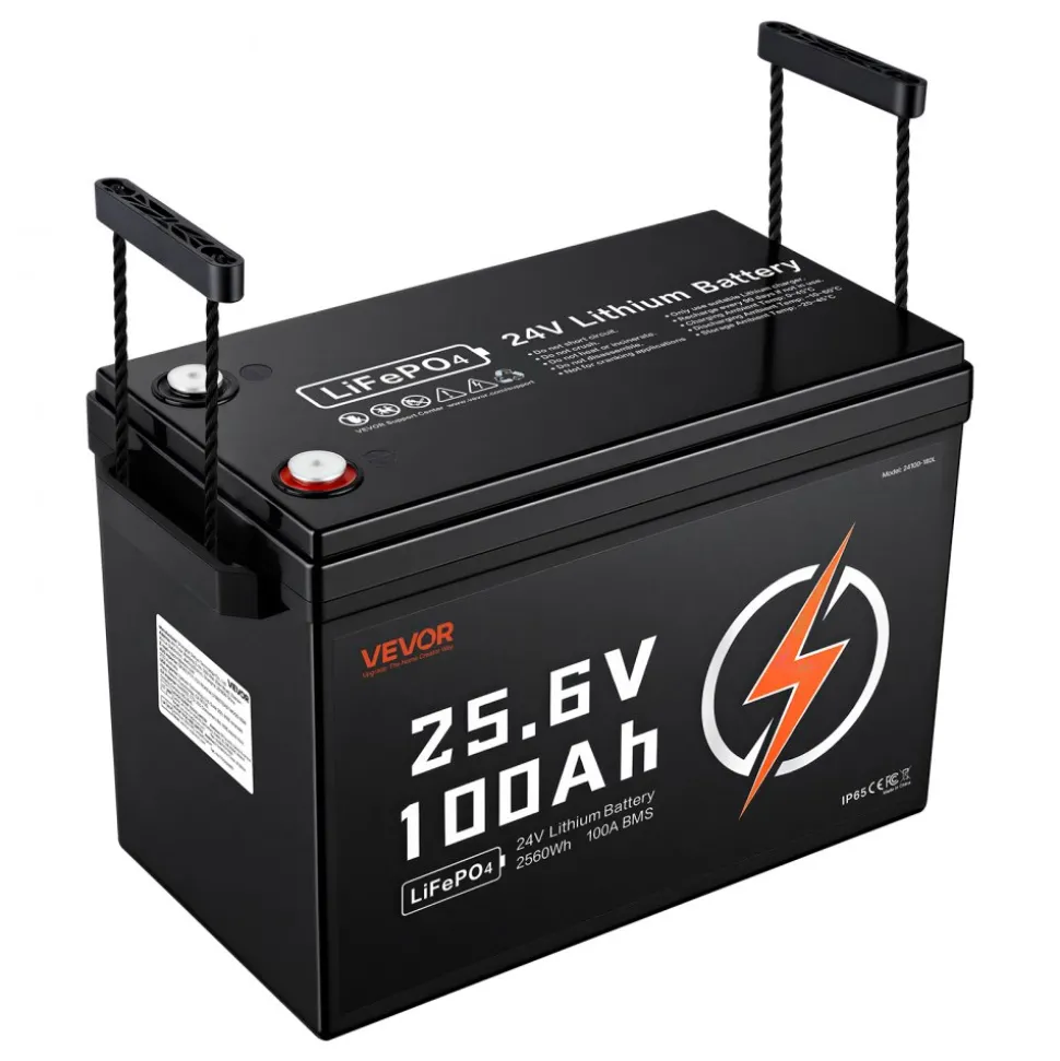 VEVOR 24V 50Ah LiFePO4 Lithium Battery 4000+ Cycles 50A BMS with Bluetooth, 1280Wh Lithium Battery with Low Temperature Protection, Supports 8P2S Connection, for RV, Trolling Motor, Marine, Solar
