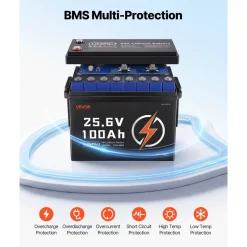 VEVOR 24V 50Ah LiFePO4 Lithium Battery 4000+ Cycles 50A BMS with Bluetooth, 1280Wh Lithium Battery with Low Temperature Protection, Supports 8P2S Connection, for RV, Trolling Motor, Marine, Solar