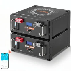 VEVOR 48V 100Ah LiFePO4 Lithium Battery, Built-in 100A BMS, 51.2V Server Rack LiFePO4 Battery with Bluetooth & Display, 5120Wh Capacity, 6000 Cycles, for Solar Energy Storage Home Backup Power, 2 Pack