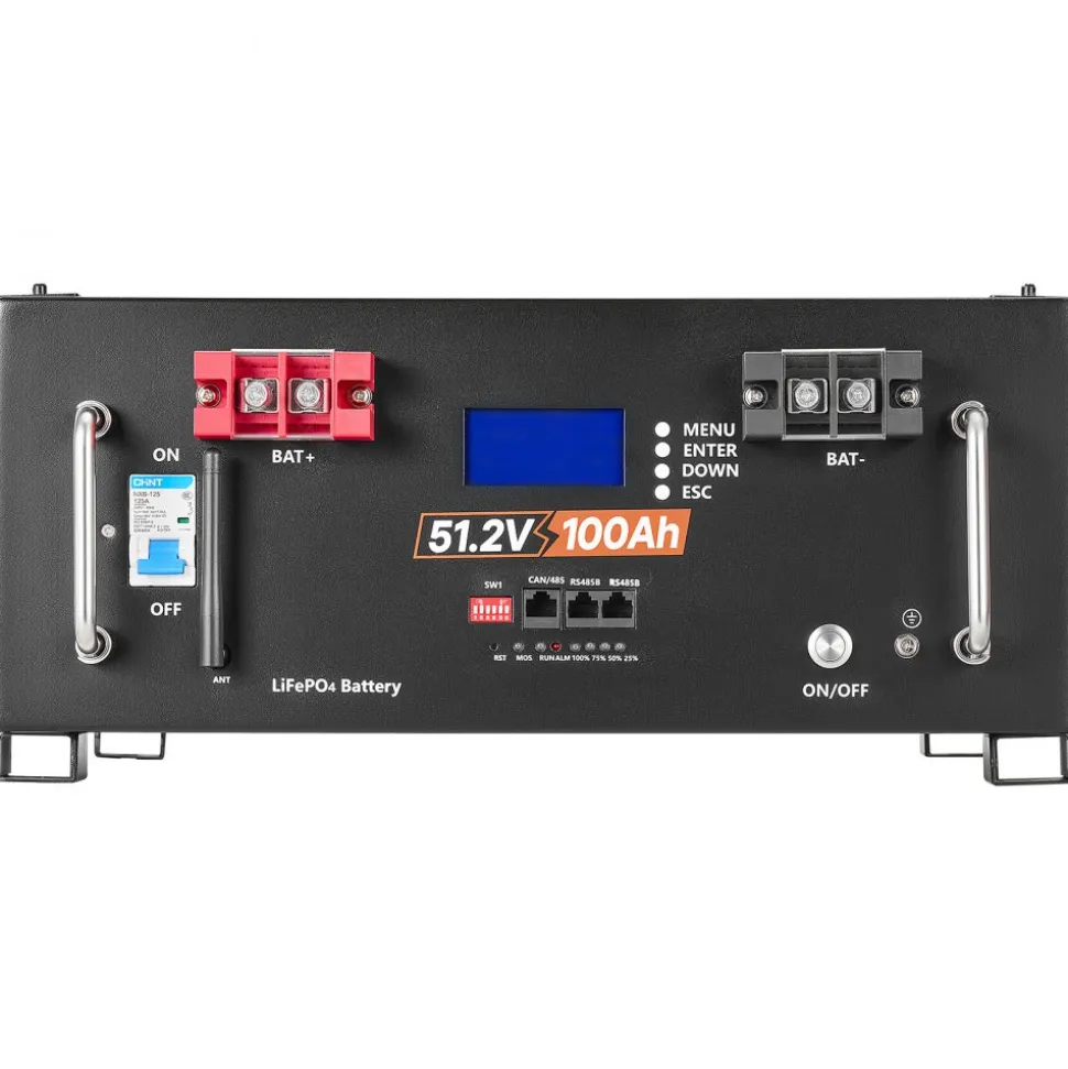 VEVOR 48V 100Ah LiFePO4 Lithium Battery, Built-in 100A BMS, 51.2V Server Rack LiFePO4 Battery with Bluetooth, 5120Wh Capacity, 6000 Cycles, LCD Display, for Solar Energy Storage Home Backup Power