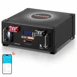 VEVOR 48V 100Ah LiFePO4 Lithium Battery, Built-in 100A BMS, 51.2V Server Rack LiFePO4 Battery with Bluetooth, 5120Wh Capacity, 6000 Cycles, LCD Display, for Solar Energy Storage Home Backup Power