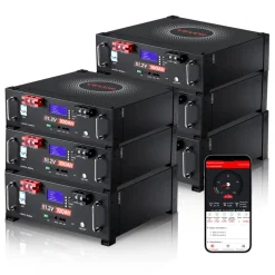 VEVOR 48V 600Ah LiFePO4 Lithium Battery, 6 Pack 100Ah, 30.72kWh Capacity, 51.2V Server Rack LiFePO4 Battery with Bluetooth, Max 6000 Cycles, LCD Display, for Off-Grid, Solar System, Backup Power