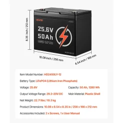 VEVOR 24V 100Ah LiFePO4 Lithium Battery 4000+ Cycles 100A BMS with Bluetooth, 2560Wh Lithium Battery with Low Temperature Protection, Supports 8P2S Connection, for RV, Trolling Motor, Marine, Solar