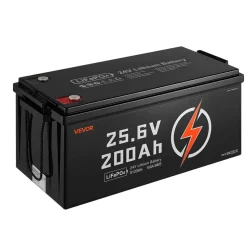 VEVOR 24V 200Ah LiFePO4 Lithium Battery, Built-in 100A BMS, Deep Cycle Lithium Rechargeable Battery with Low Temperature Protection, 4000+ Cycles, Max. 5120Wh, for RV, Camper, Trolling Motors, Marine