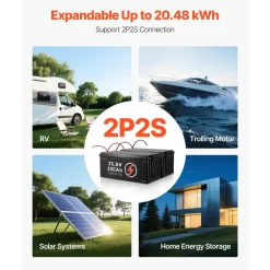 VEVOR 24V 200Ah LiFePO4 Lithium Battery, Built-in 100A BMS, Deep Cycle Lithium Rechargeable Battery with Low Temperature Protection, 4000+ Cycles, Max. 5120Wh, for RV, Camper, Trolling Motors, Marine