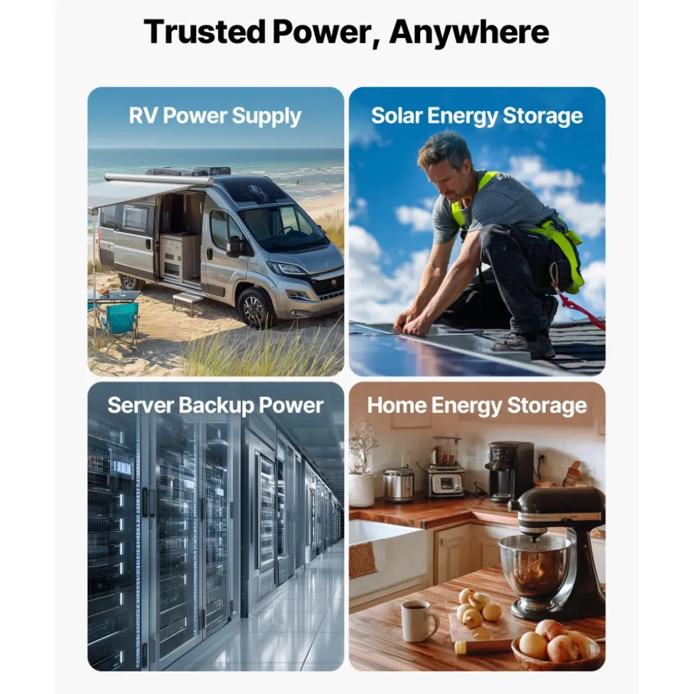VEVOR 48V 200Ah LiFePO4 Lithium Battery, 2 Pack 100Ah, 10.24kWh Capacity, 51.2V Server Rack LiFePO4 Battery with Bluetooth, Max 6000 Cycles, LCD Display, for Off-Grid, Solar System, Backup Power