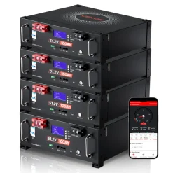 VEVOR 48V 400Ah LiFePO4 Lithium Battery, 4 Pack 100Ah, 20.48kWh Capacity, 51.2V Server Rack LiFePO4 Battery with Bluetooth, Max 6000 Cycles, LCD Display, for Off-Grid, Solar System, Backup Power