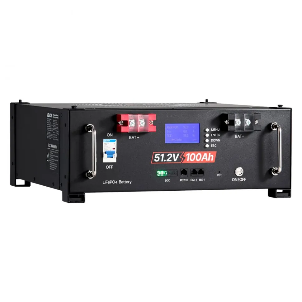 VEVOR 48V 400Ah LiFePO4 Lithium Battery, 4 Pack 100Ah, 20.48kWh Capacity, 51.2V Server Rack LiFePO4 Battery with Bluetooth, Max 6000 Cycles, LCD Display, for Off-Grid, Solar System, Backup Power