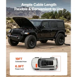 VEVOR 12V Air Compressor 0.5HP 2.72 SCFM Portable Tire Inflator Max 210PSI, Heavy Duty Offroad Air Pump with Differential Lock Harness, Adapters & 19FT Air Hose for Pickup Truck SUV Off-Road Vehicles