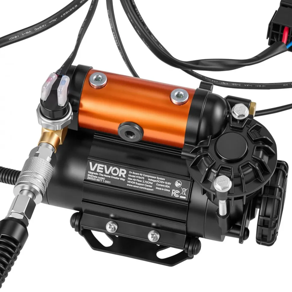 VEVOR 12V Air Compressor 0.5HP 2.72 SCFM Portable Tire Inflator Max 210PSI, Heavy Duty Offroad Air Pump with Differential Lock Harness, Adapters & 19FT Air Hose for Pickup Truck SUV Off-Road Vehicles