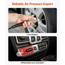 VEVOR 12V Air Compressor 0.5HP 2.72 SCFM Portable Tire Inflator Max 210PSI, Heavy Duty Offroad Air Pump with Differential Lock Harness, Adapters & 19FT Air Hose for Pickup Truck SUV Off-Road Vehicles