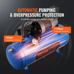 VEVOR 12V Air Compressor with Tank 0.8 Gallon/3 L, Train Horn Air Compressor, 120 psi Working Pressure Onboard Air Compressor System for Train Air Horns, Inflating Tires, Air Mattresses