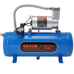 VEVOR 12V Air Compressor with Tank 1.6 Gallon/6 L, Train Horn Air Compressor, 120 psi Working Pressure Onboard Air Compressor System for Train Air Horns, Inflating Tires, Air Mattresses