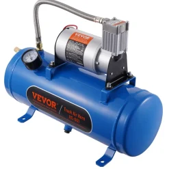 VEVOR 12V Air Compressor with Tank 1.6 Gallon/6 L, Train Horn Air Compressor, 120 psi Working Pressure Onboard Air Compressor System for Train Air Horns, Inflating Tires, Air Mattresses
