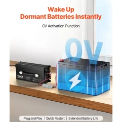 VEVOR 12V 60A Lithium Battery Charger, 14.6V, AC-DC LiFePO4 Smart Charger, with Anderson Connector, LED Indicator, 0V Activation, for Lithium LiFePO4 Deep Cycle Rechargeable Batteries of Boat, RV