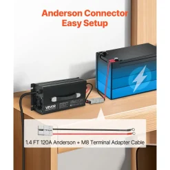 VEVOR 12V 60A Lithium Battery Charger, 14.6V, AC-DC LiFePO4 Smart Charger, with Anderson Connector, LED Indicator, 0V Activation, for Lithium LiFePO4 Deep Cycle Rechargeable Batteries of Boat, RV