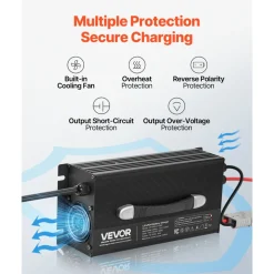 VEVOR 12V 60A Lithium Battery Charger, 14.6V, AC-DC LiFePO4 Smart Charger, with Anderson Connector, LED Indicator, 0V Activation, for Lithium LiFePO4 Deep Cycle Rechargeable Batteries of Boat, RV