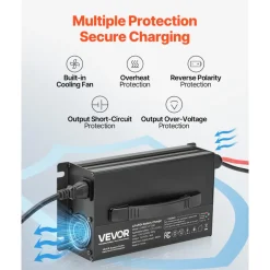 VEVOR 12V 40A Lithium Battery Charger, 14.6V, AC-DC LiFePO4 Smart Charger, with Anderson Connector, LED Indicator, 0V Activation, for Lithium LiFePO4 Deep Cycle Rechargeable Batteries of Boat, RV
