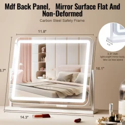 VEVOR Vanity Mirror with Lights, Three Color Lighting Modes, Lighted Makeup LED Mirror, and 5X Magnification,USB Port, Smart Touch Control, 360°Rotation (21.7x17.7 in, White)