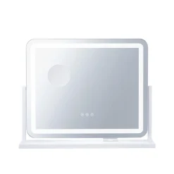 VEVOR Vanity Mirror with Lights, Three Color Lighting Modes, Lighted Makeup LED Mirror, and 5X Magnification,USB Port, Smart Touch Control, 360°Rotation (21.7x17.7 in, White)