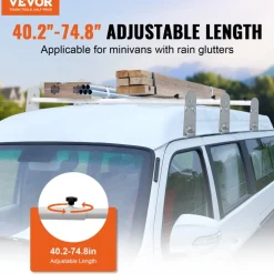 VEVOR Van Roof Ladder Rack, 3 Bars Alloy Steel Roof Racks, 750 LBS Capacity Rain-Gutter Roof Rack, Adjustable Length 40.2