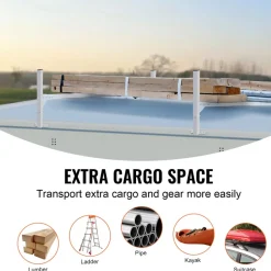 VEVOR Van Roof Ladder Rack, 2 Bars Aluminum Alloy Roof Ladder Racks, 400 LBS Capacity Rain-Gutter Van Roof Rack, Adjustable Length 51.2