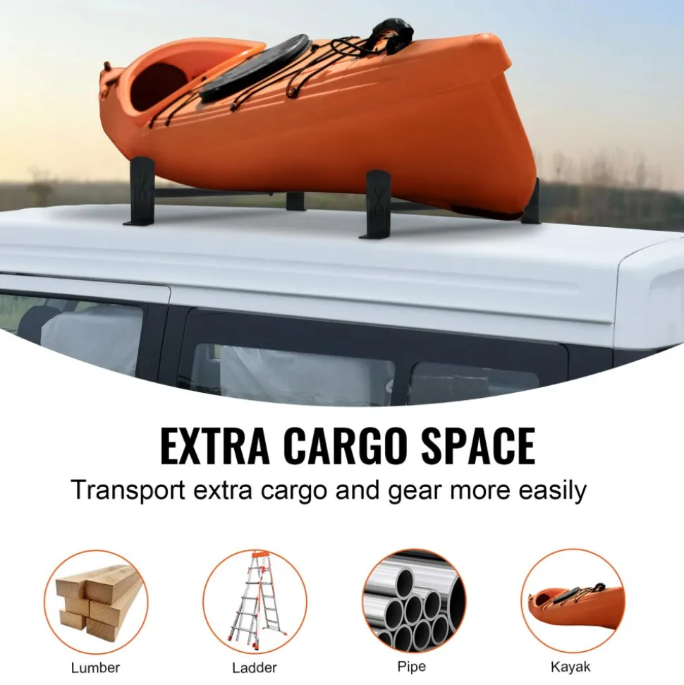 VEVOR Van Roof Ladder Rack, 2 Bars Alloy Steel Roof Racks, 500 LBS Capacity Roof Rack, Adjustable Length 35.8"-52.4", Van Ladder Rack Compatible with Chevrolet Express, GMC Savana, etc, Drilling Mount