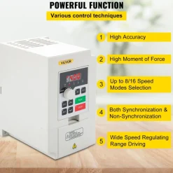 VEVOR Variable Frequency Drive, AC 220V Input 3KW Variable Frequency CNC Drive Inverter Converter, VFD 4HP 1 or 3 Phase Input, 3 Phase Output, CNC Motor Inverter Converter for Motor Speed Control