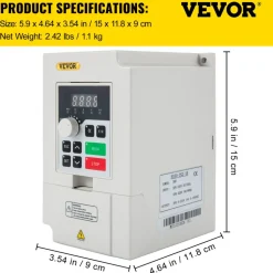 VEVOR Variable Frequency Drive, AC 220V Input 3KW Variable Frequency CNC Drive Inverter Converter, VFD 4HP 1 or 3 Phase Input, 3 Phase Output, CNC Motor Inverter Converter for Motor Speed Control
