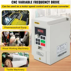 VEVOR Variable Frequency Drive, AC 220V Input 3KW Variable Frequency CNC Drive Inverter Converter, VFD 4HP 1 or 3 Phase Input, 3 Phase Output, CNC Motor Inverter Converter for Motor Speed Control