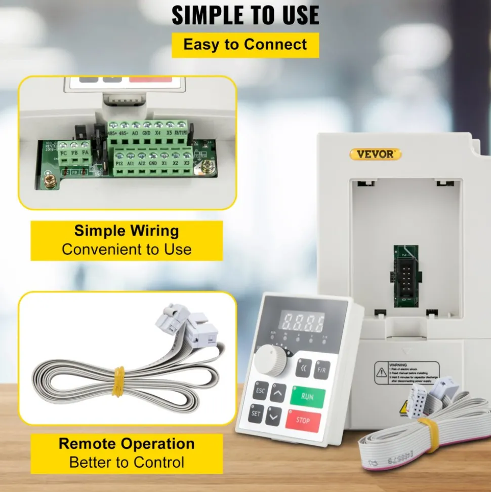 VEVOR Variable Frequency Drive, AC 220V Input 3KW Variable Frequency CNC Drive Inverter Converter, VFD 4HP 1 or 3 Phase Input, 3 Phase Output, CNC Motor Inverter Converter for Motor Speed Control