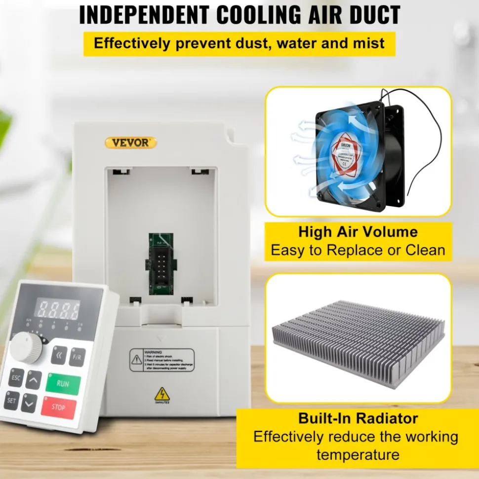 VEVOR Variable Frequency Drive, AC 220V Input 3KW Variable Frequency CNC Drive Inverter Converter, VFD 4HP 1 or 3 Phase Input, 3 Phase Output, CNC Motor Inverter Converter for Motor Speed Control