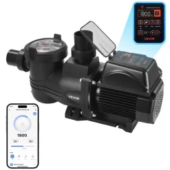 VEVOR Variable Speed Pool Pump, 3 HP, AC 220-240V, 190 GPM, In/Above Swimming Pool Pump with Filter Basket, Powerful Self Priming, Programmable Timer, for Inground and Above Ground Swimming Pool