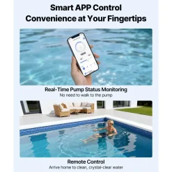 VEVOR Variable Speed Pool Pump, 3 HP, AC 220-240V, 190 GPM, In/Above Swimming Pool Pump with Filter Basket, Powerful Self Priming, Programmable Timer, for Inground and Above Ground Swimming Pool