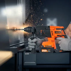 VEVOR 20V Brushless Cordless Hammer Drill, Lithium-Ion 1.1 Inch Rotary Hammer Driver, SDS-Plus Electric Lightweight Power Tool Kit with Battery and Charger, 4 Functions, 1200 RPM, 5300 BPM