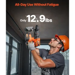 VEVOR 20V Brushless Cordless Hammer Drill, Lithium-Ion 1.1 Inch Rotary Hammer Driver, SDS-Plus Electric Lightweight Power Tool Kit with Battery and Charger, 4 Functions, 1200 RPM, 5300 BPM