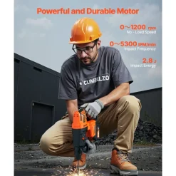 VEVOR 20V Brushless Cordless Hammer Drill, Lithium-Ion 1 Inch Rotary Hammer Driver, SDS-Plus Electric Lightweight Power Tool Kit with Battery and Charger, 4 Functions, 1200 RPM, 5300 BPM