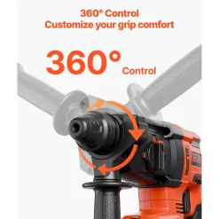 VEVOR 20V Brushless Cordless Hammer Drill, Lithium-Ion 1 Inch Rotary Hammer Driver, SDS-Plus Electric Lightweight Power Tool Kit with Battery and Charger, 4 Functions, 1200 RPM, 5300 BPM