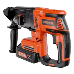 VEVOR 20V Brushless Cordless Hammer Drill, Lithium-Ion 1 Inch Rotary Hammer Driver, SDS-Plus Electric Lightweight Power Tool Kit with Battery and Charger, 4 Functions, 1200 RPM, 5300 BPM