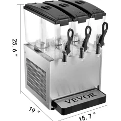 VEVOR 110V Commercial Beverage Dispenser Cold and Hot,3 Tanks 36L Fruit Juice Dispensers,12L Per Tank Stainless Steel Ice Tea Drink Dispenser Equipped with Thermostat Controller