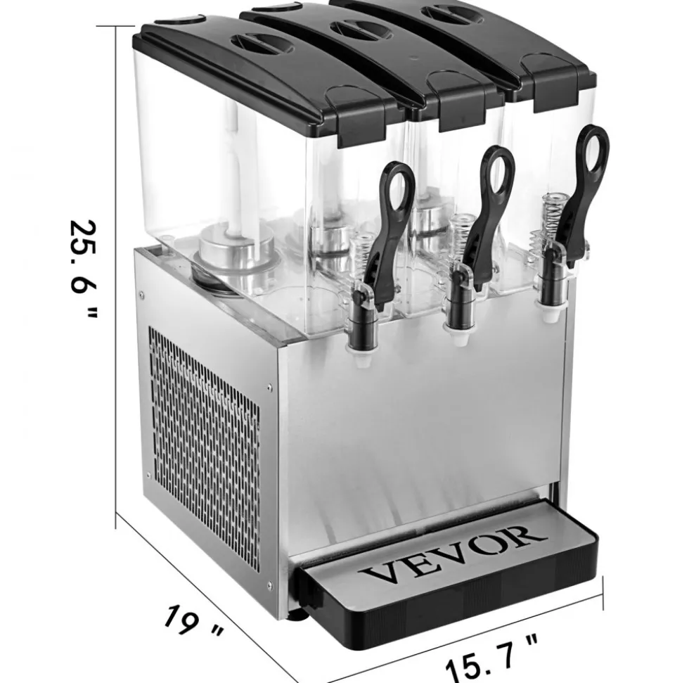 VEVOR 110V Commercial Beverage Dispenser Cold and Hot,3 Tanks 36L Fruit Juice Dispensers,12L Per Tank Stainless Steel Ice Tea Drink Dispenser Equipped with Thermostat Controller