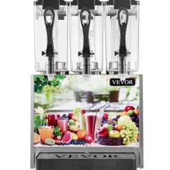 VEVOR 110V Commercial Beverage Dispenser Cold and Hot,3 Tanks 36L Fruit Juice Dispensers,12L Per Tank Stainless Steel Ice Tea Drink Dispenser Equipped with Thermostat Controller
