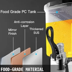 VEVOR 110V Commercial Beverage Dispenser Cold and Hot,3 Tanks 36L Fruit Juice Dispensers,12L Per Tank Stainless Steel Ice Tea Drink Dispenser Equipped with Thermostat Controller
