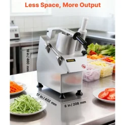 VEVOR 110V Commercial Food Processor 2 Feeding Holes, 550W Electric Vegetable Slicer 1600 RPM, Stainless Steel Vegetable Processor Detachable 6-blades, 3mm/4mm/7mm Shred, 2mm/4mm Slice
