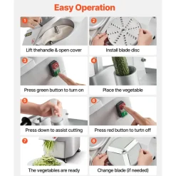 VEVOR 110V Commercial Food Processor 2 Feeding Holes, 550W Electric Vegetable Slicer 1600 RPM, Stainless Steel Vegetable Processor Detachable 6-blades, 3mm/4mm/7mm Shred, 2mm/4mm Slice